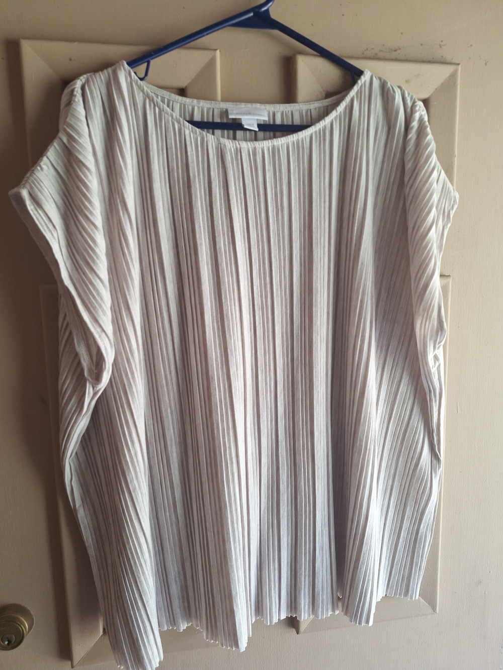 Pure Jill Pleated Oatmeal Women’s Top – Classic Relaxed Fit 2X
